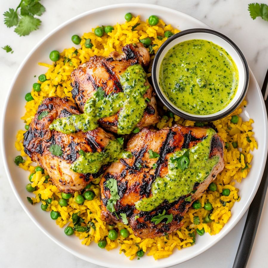green rice and chicken​