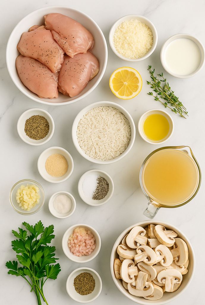 cream of mushroom chicken with rice​ ingredients