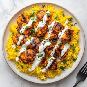 halal chicken over rice