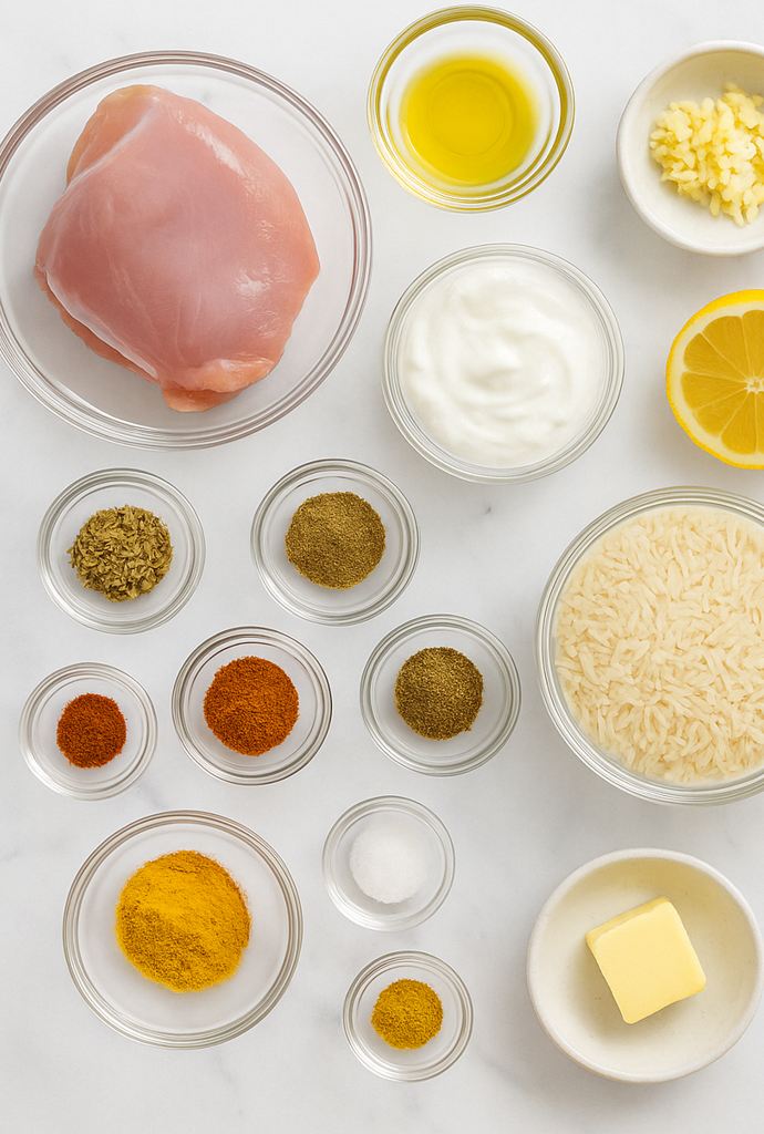 halal chicken over rice ingredients