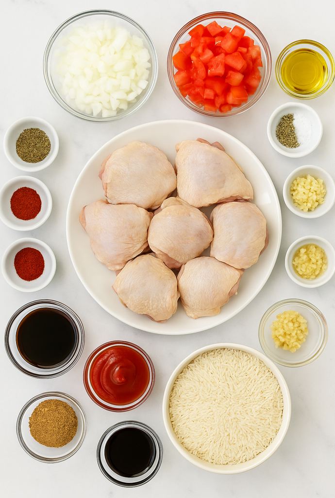 spicy chicken and rice ingredients