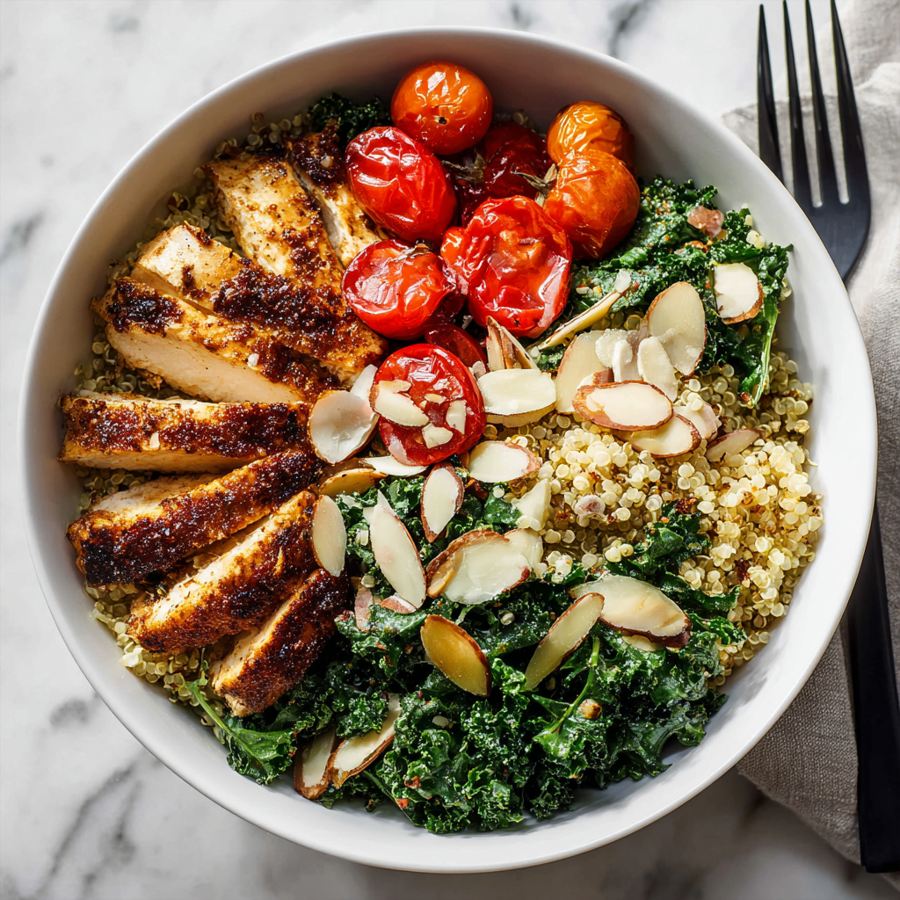 chicken and quinoa rice bowl