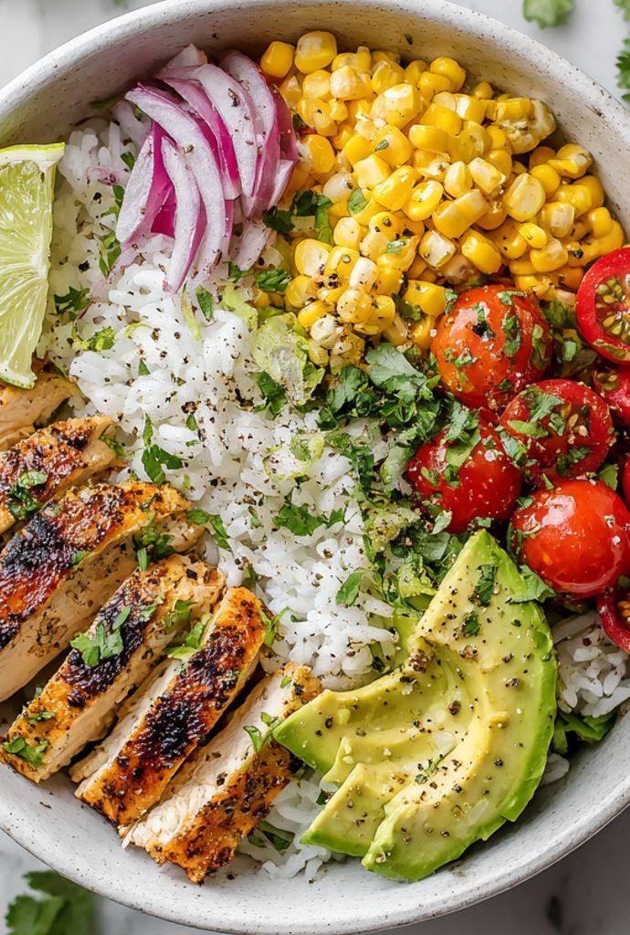 chicken avocado rice bowl recipe