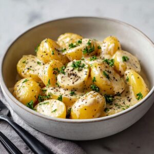 creamy garlic sauce baby potatoes