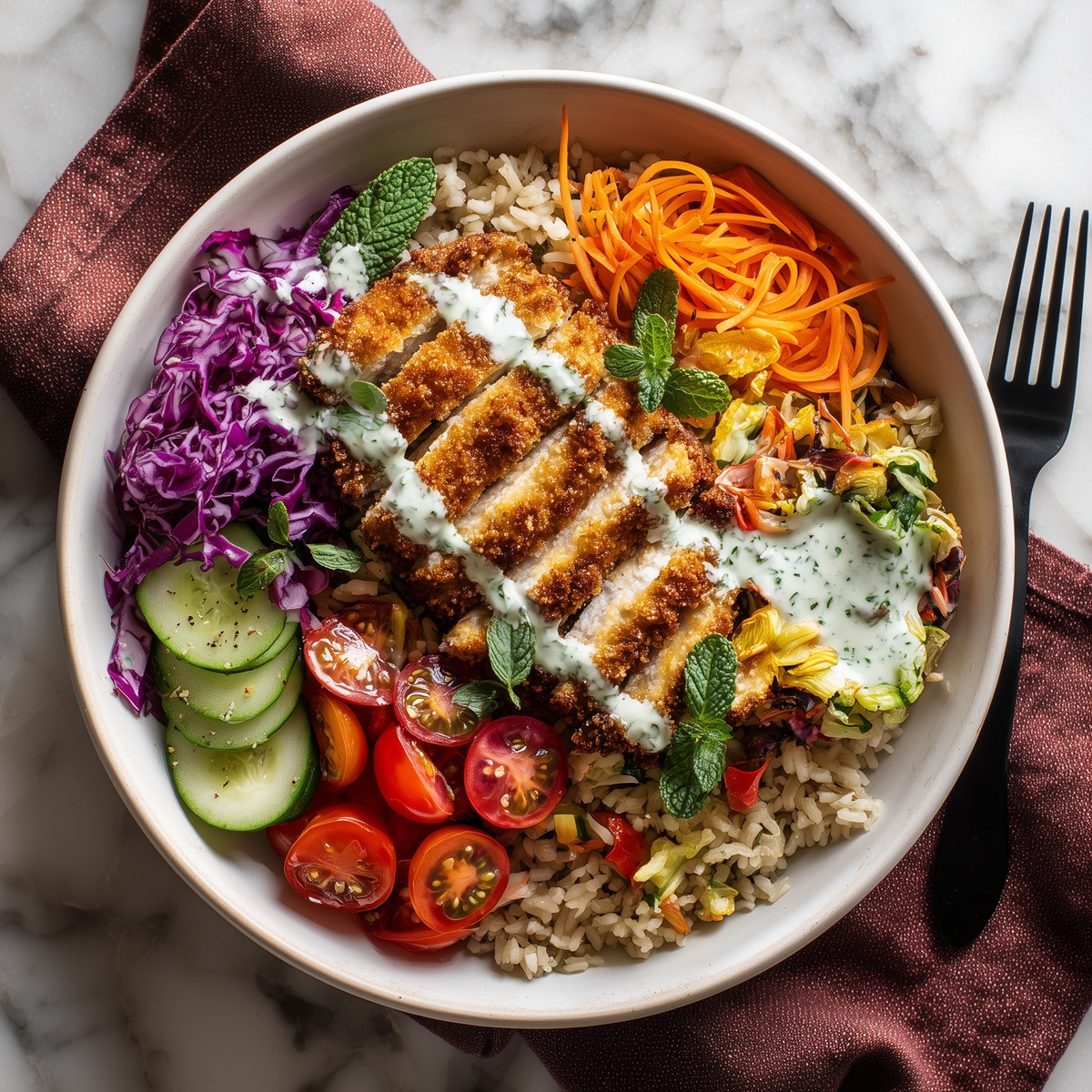 crispy chicken rice bowl