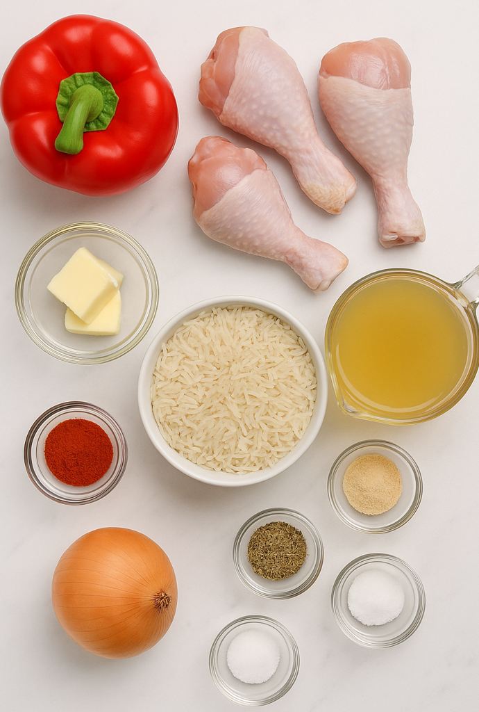 dreamy instant pot chicken and rice ingredients