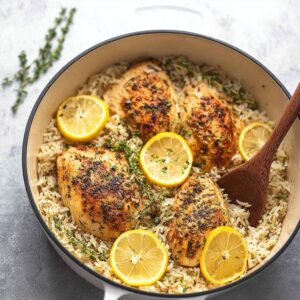 lemon herb chicken rice bake
