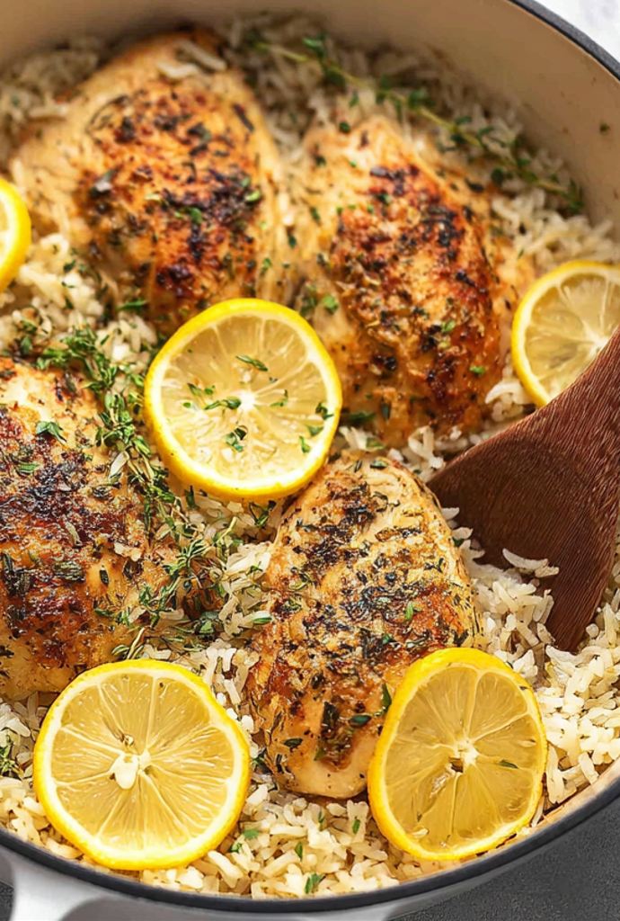 lemon herb chicken rice bake recipe