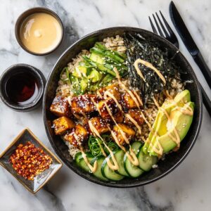 sushi-inspired chicken rice bowl