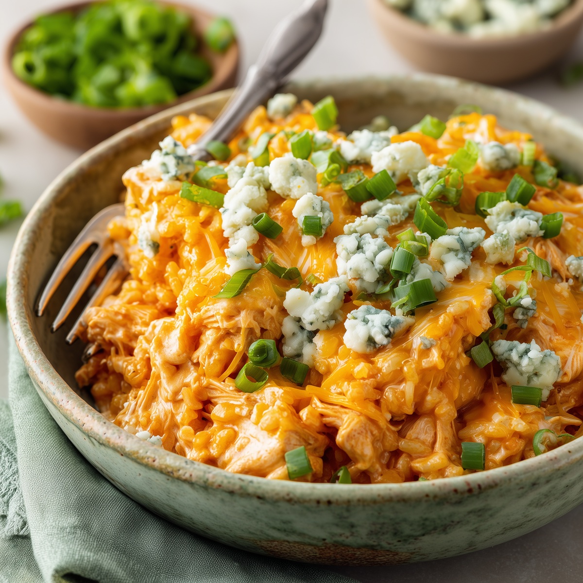 Buffalo chicken and rice casserole