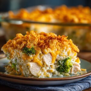 Cheesy chicken broccoli rice casserole