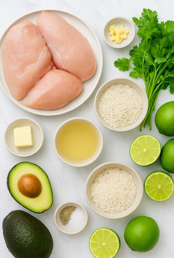 Cilantro lime chicken and rice ingredients