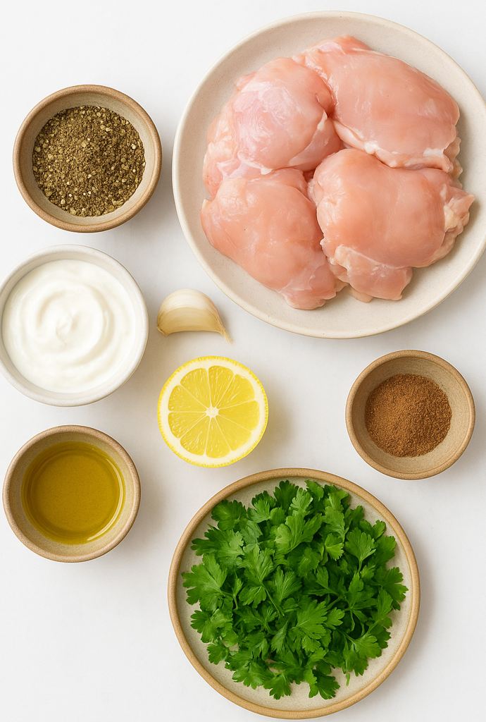 Za'atar chicken and rice ingredients
