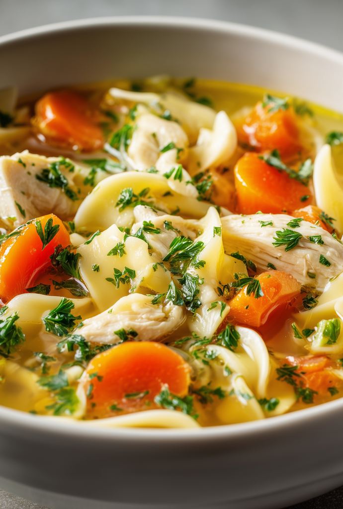 Chicken noodle soup dish