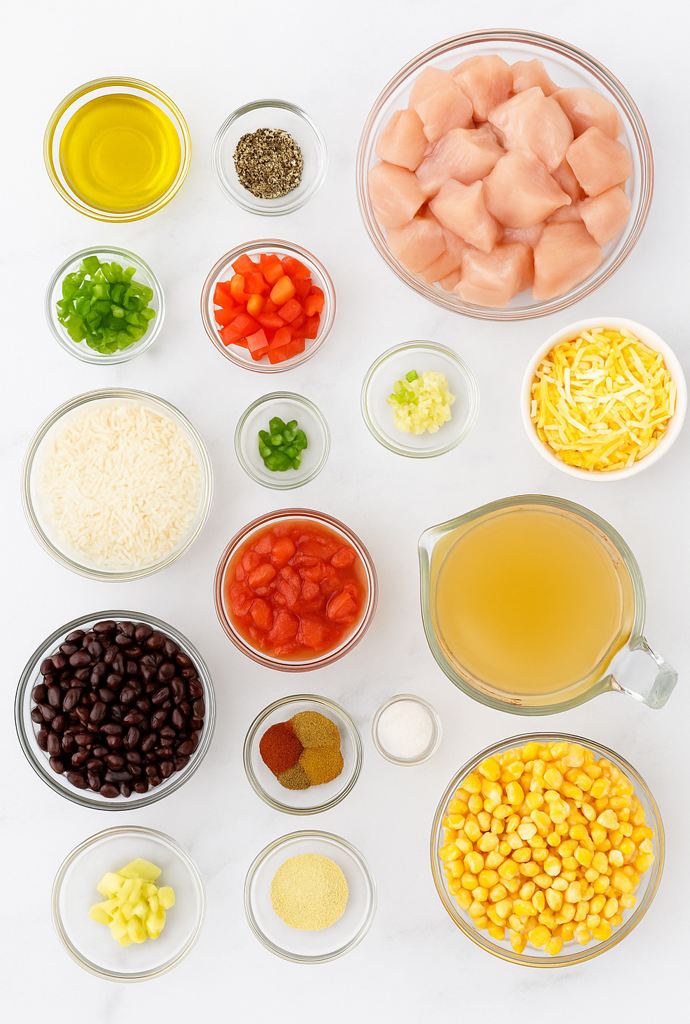 Tex-mex chicken and rice ingredients