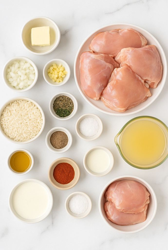 Creamy Smothered Chicken and Rice Ingredients