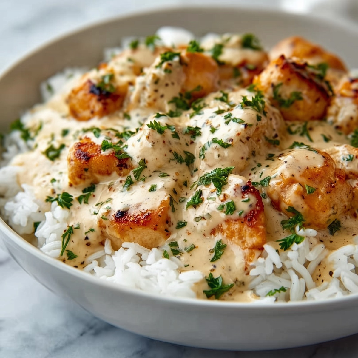Creamy Smothered Chicken and Rice