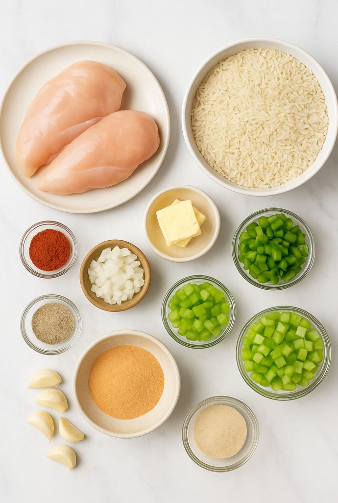 Smothered Chicken and Rice Ingredients
