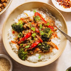 Firecracker Ground Chicken Rice Bowl