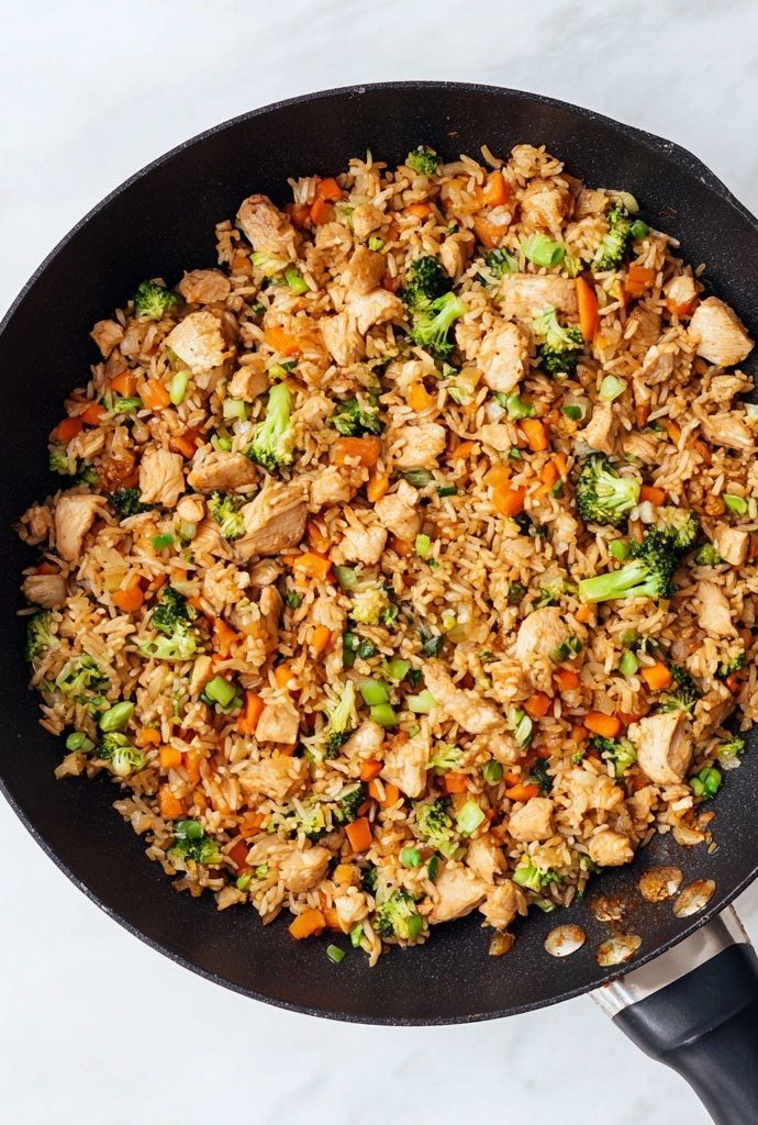 High Protein Chicken Fried Rice Serving