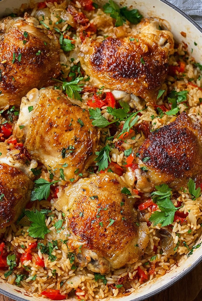 One-Pot Garlic Chicken and Rice Recipe