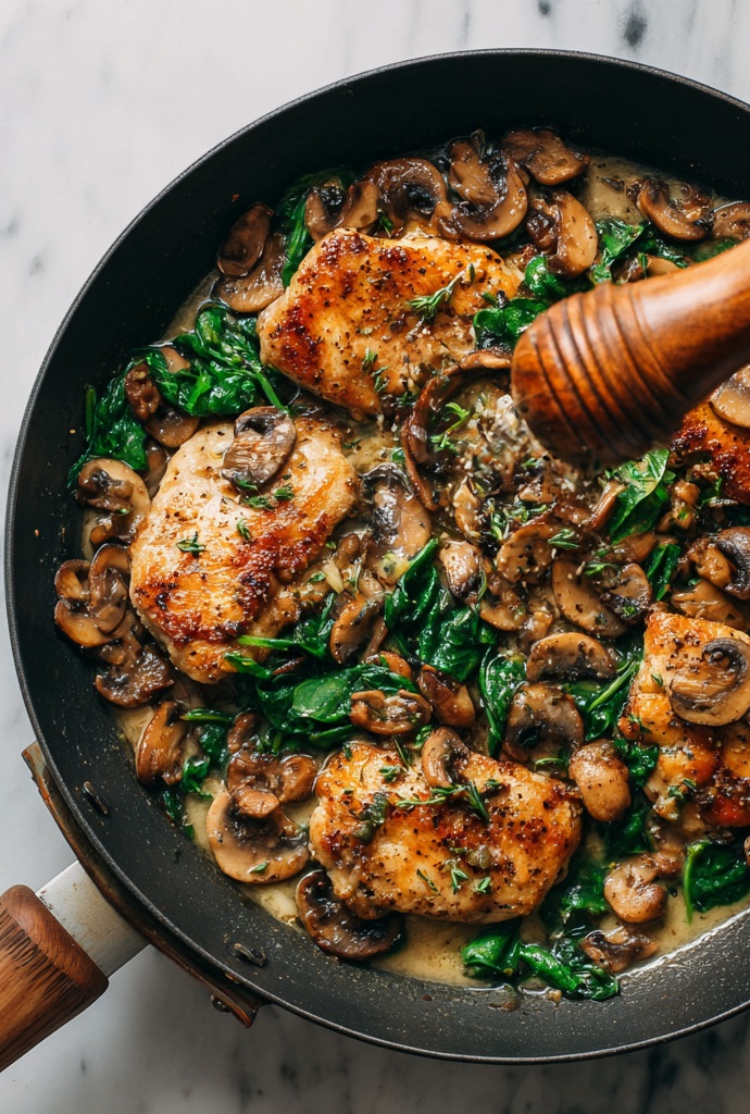 Chicken Spinach Mushroom Recipe Insctructions