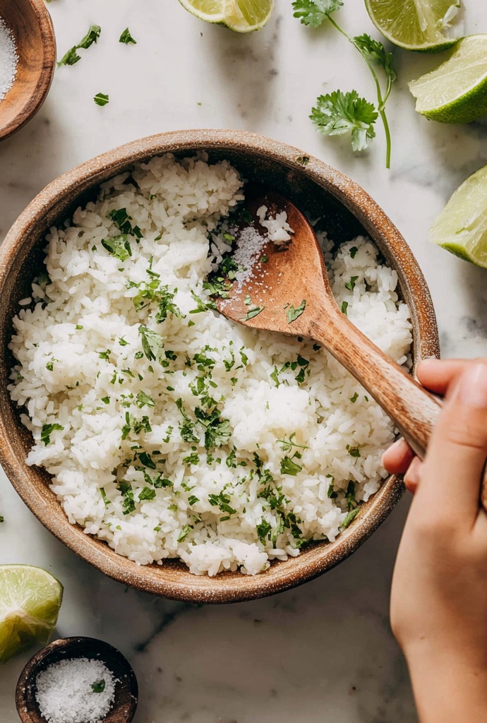 Honey Lime Chicken and Avocado Rice Stack Instruction