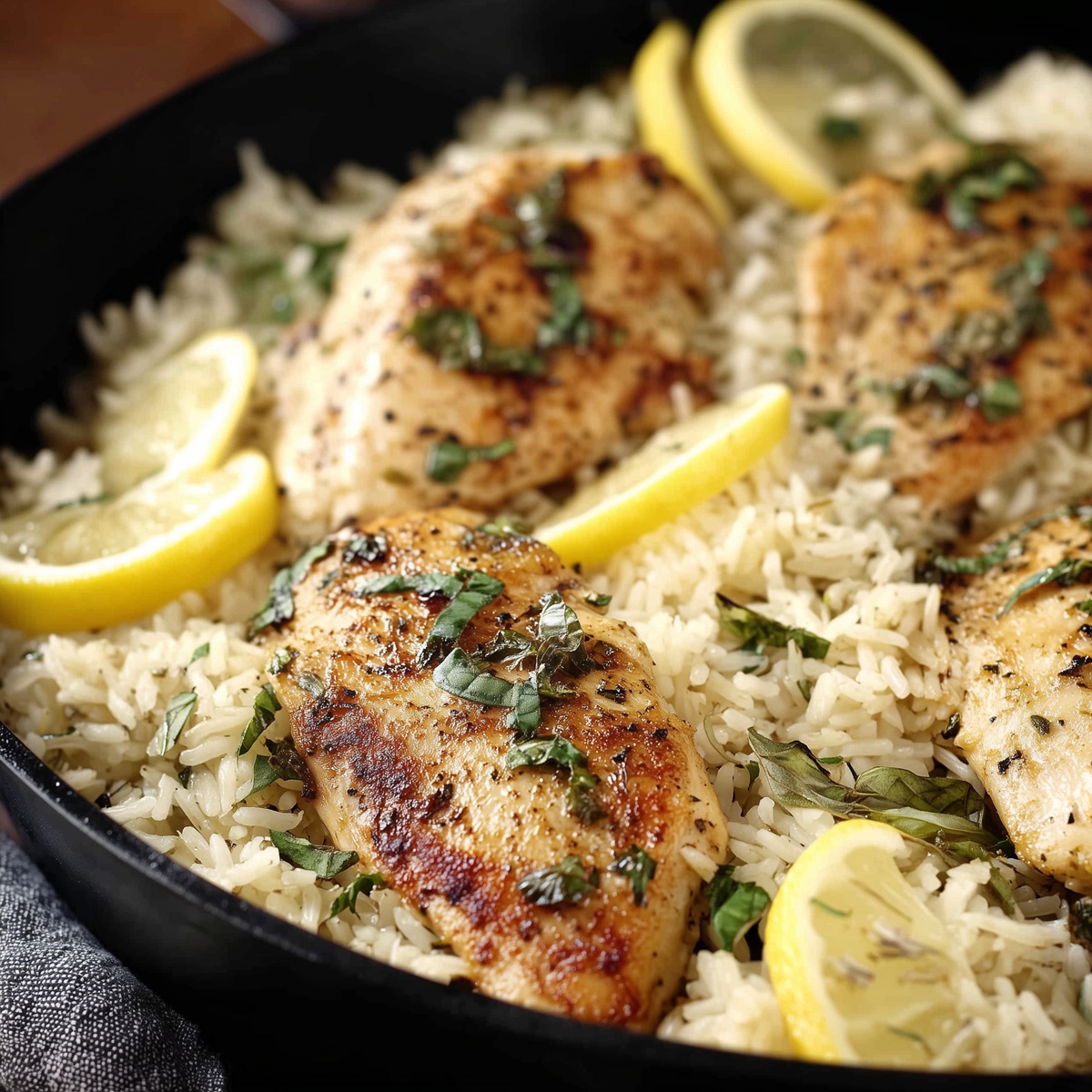 One Pan Lemon Basil Chicken and Rice