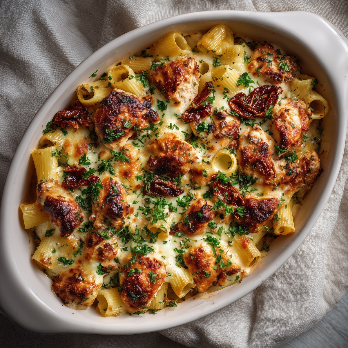 Marry Me Chicken Pasta Bake